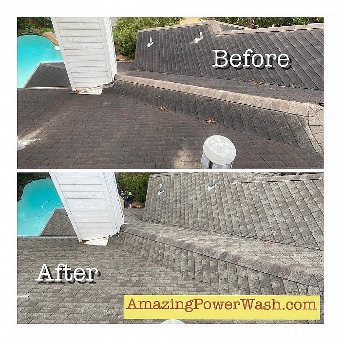 Roof soft wash - before & after
