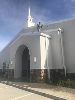 Church Soft Wash to Remove Mold Low Pressure